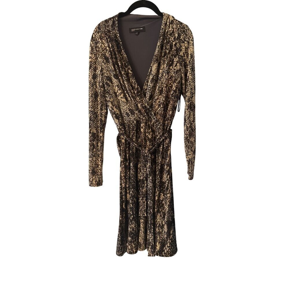 Jones‎ New York Womens Snake Print Long Sleeve Wrap Dress Size 12